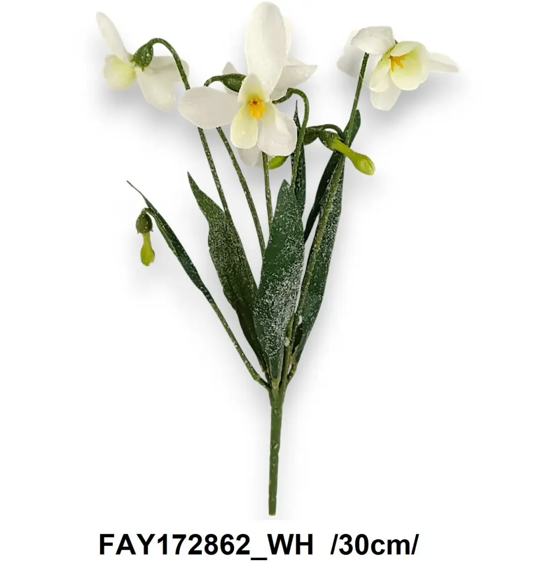 Floare decorativă Snow Flower albă, 30 cm
