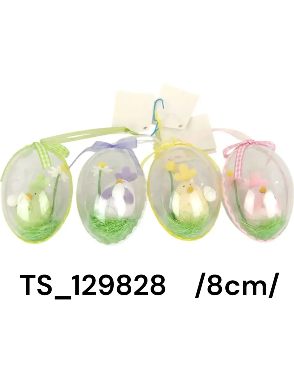 Ou decorativ transparent de agățat, 8 cm