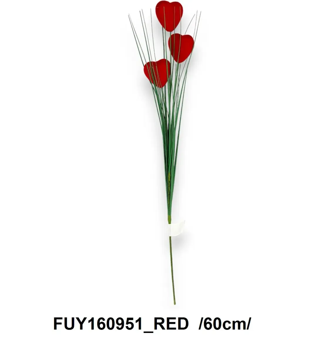 Floare plușată cu inimă, roșie, 60 cm