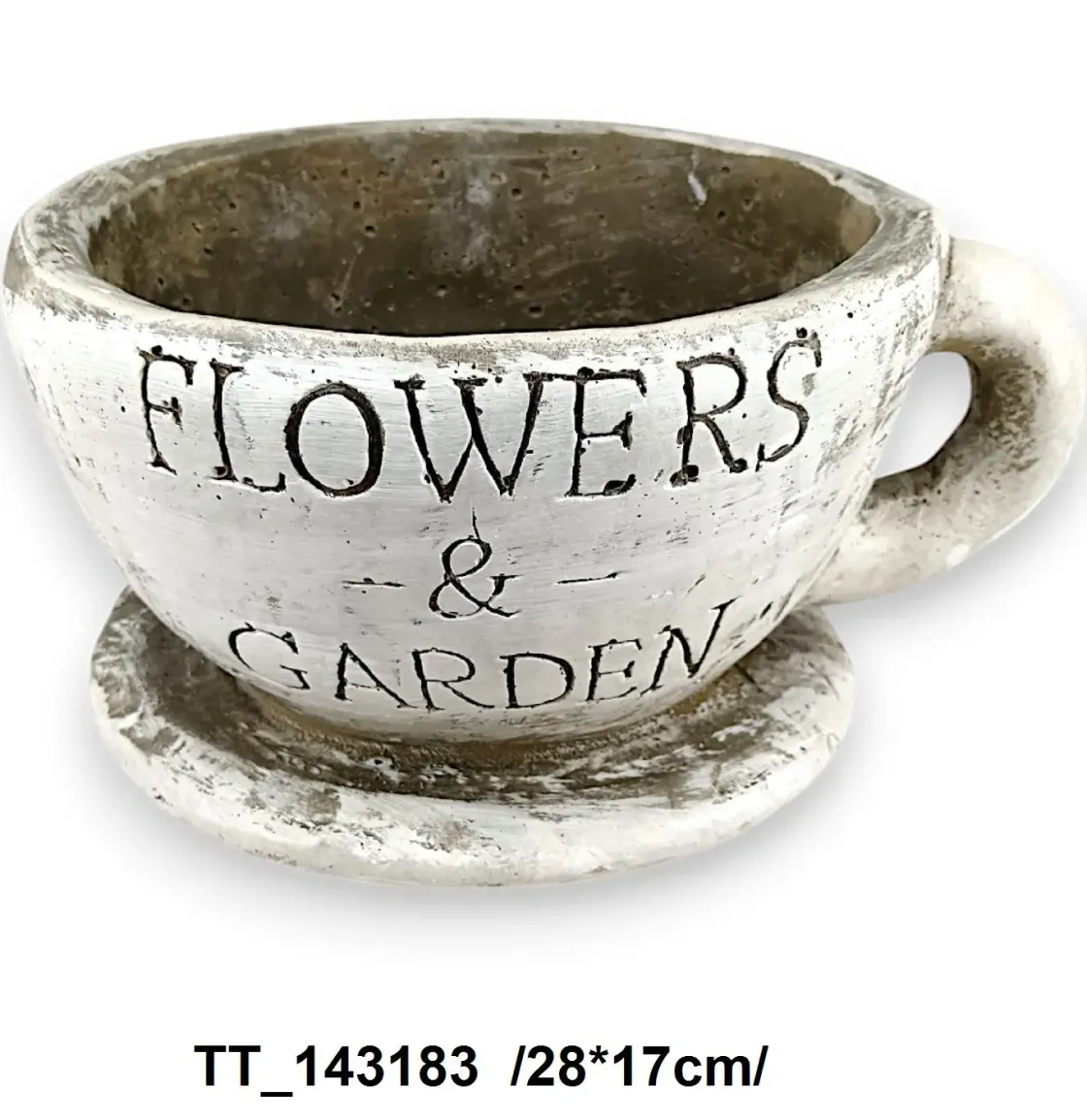 Ceașcă vintage decorativă cu inscripția FLOWER&GARDEN