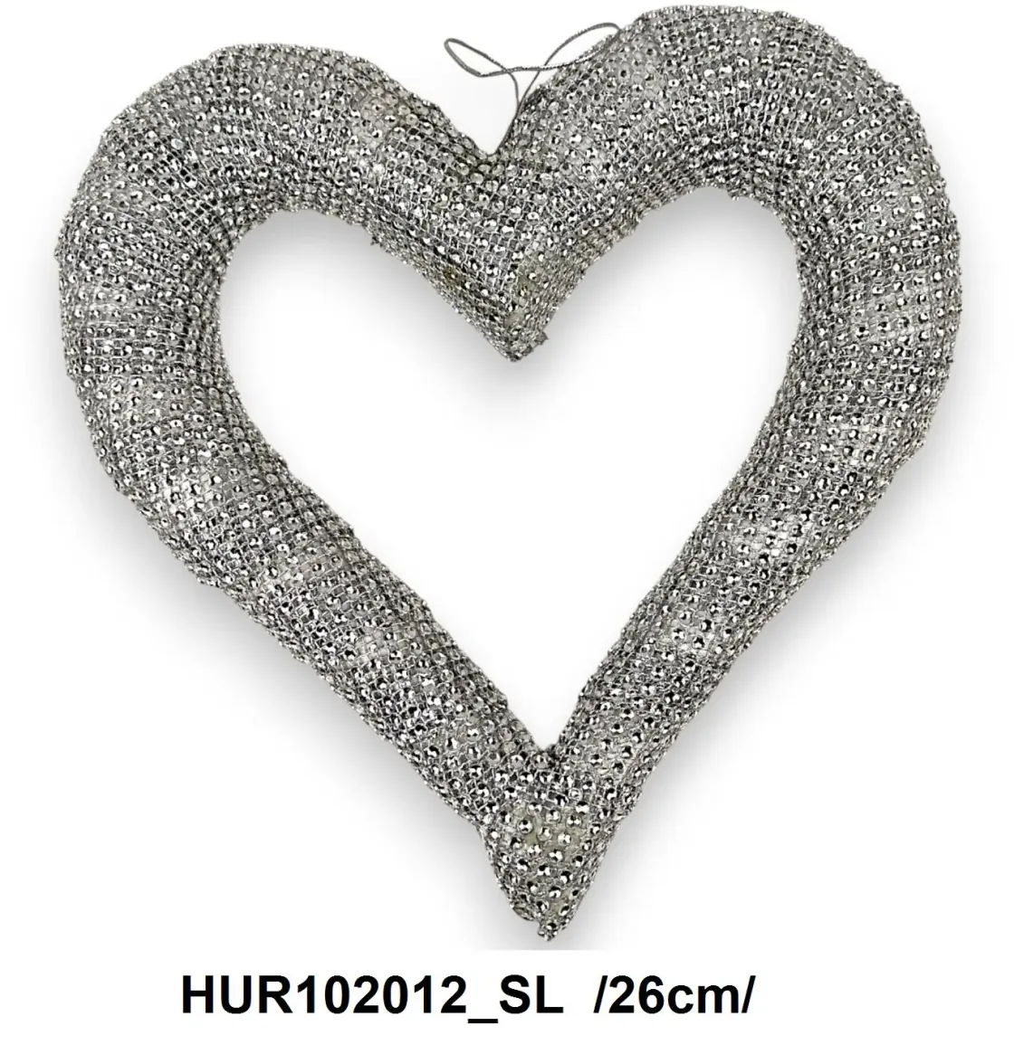 Inimă decorativă argintie 26 cm